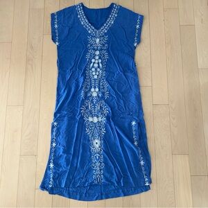 Vibrant Blue Embroidered Midi Dress
